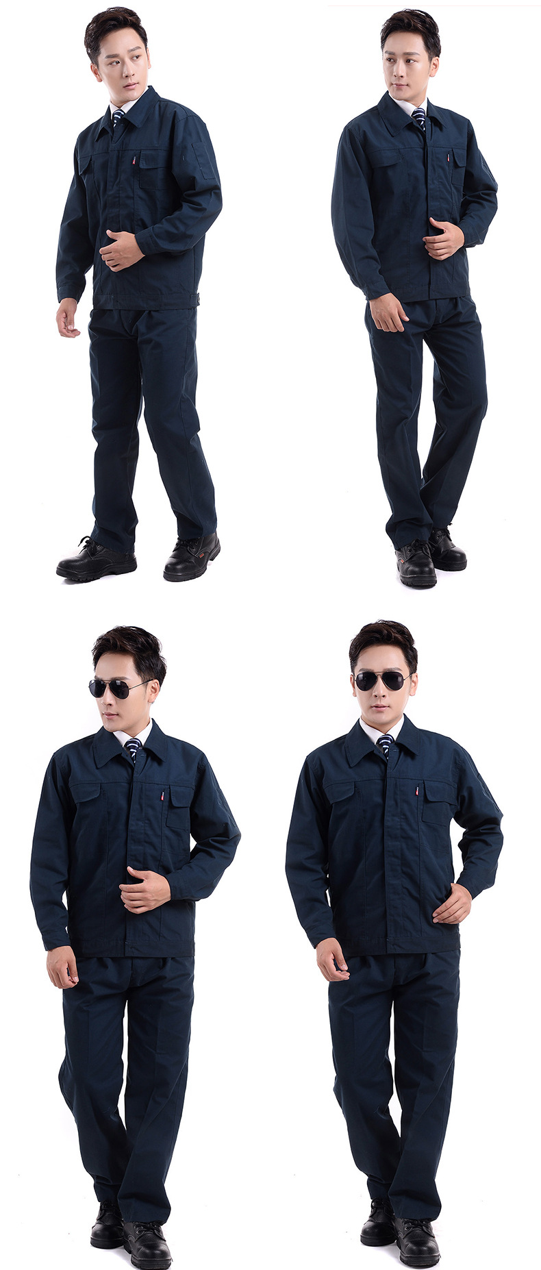勞保服批發(fā)男女春秋長(zhǎng)袖工作服汽修工服套裝印字耐磨建筑工地工衣